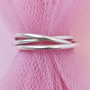 Sterling silver trinity ring 6 1/2 US, 3 connected ring, simple stackable ring